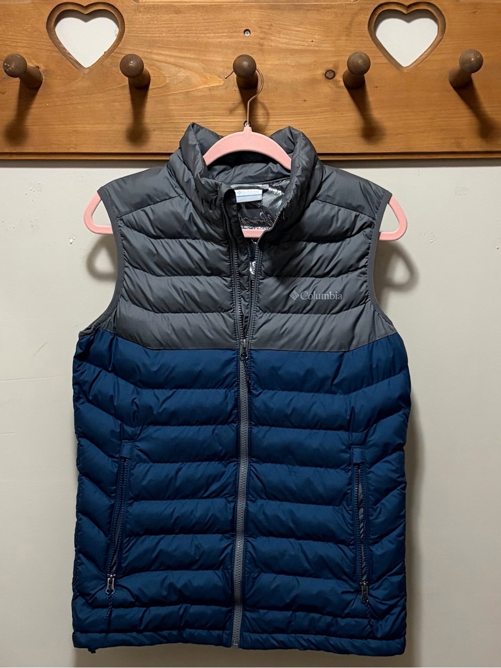 Columbia Omni-Heat Colorblock Puffer Vest Gray Blue Women’s S